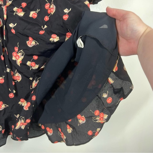FOR LOVE & LEMONS Cherry Sundress Cherry Noir Tie Front Cutout Mini Medium - Picture 6 of 10